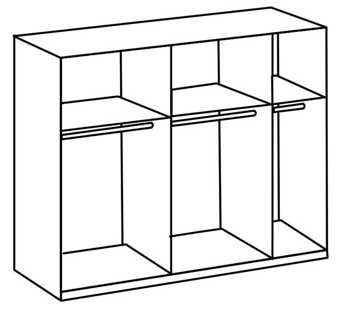 Ormar S Kliznim Vratima Level 36 D - boje hrasta/bijela visoki sjaj, Moderno, drvni materijal/metal (250/216/65cm) - Modern Living
