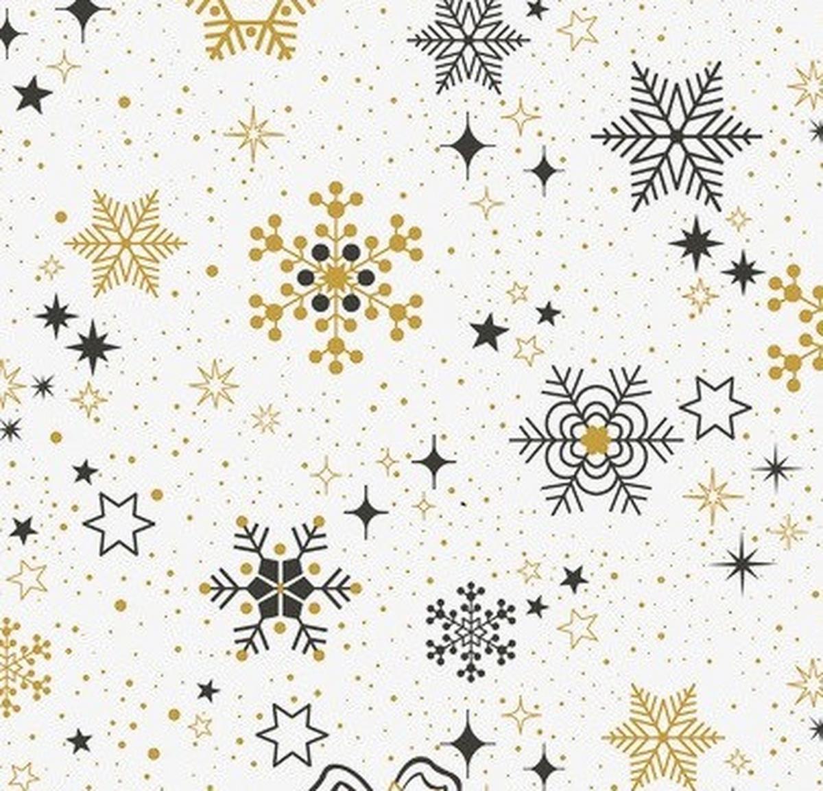 Asztalterítő Snowflake 140/200 - fekete/aranyszínű, textil (140/0,5/200cm)