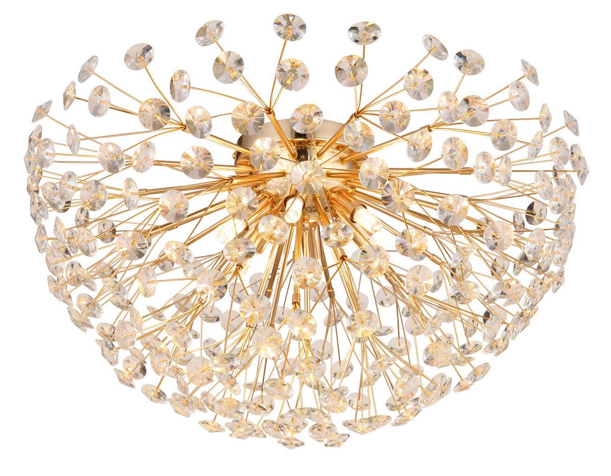 KRISTALL-DECKENLEUCHTE 64135D1  KATRINA - Klar/Goldfarben, Lifestyle, Glas/Metall (60/32,5cm) - Globo