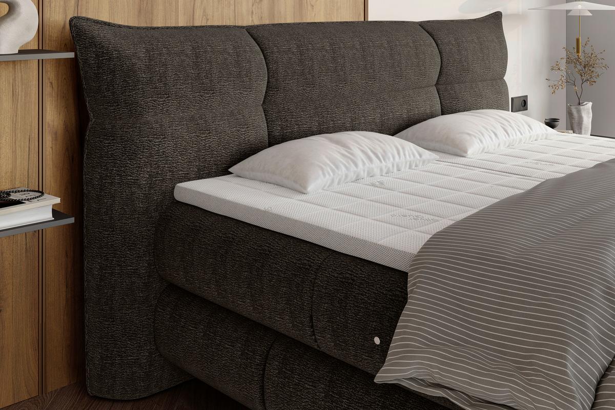 Boxspringbett Auris Braun ca. 180x200cm - Schwarz/Braun, KONVENTIONELL, Kunststoff/Textil (180/200cm) - Sembella