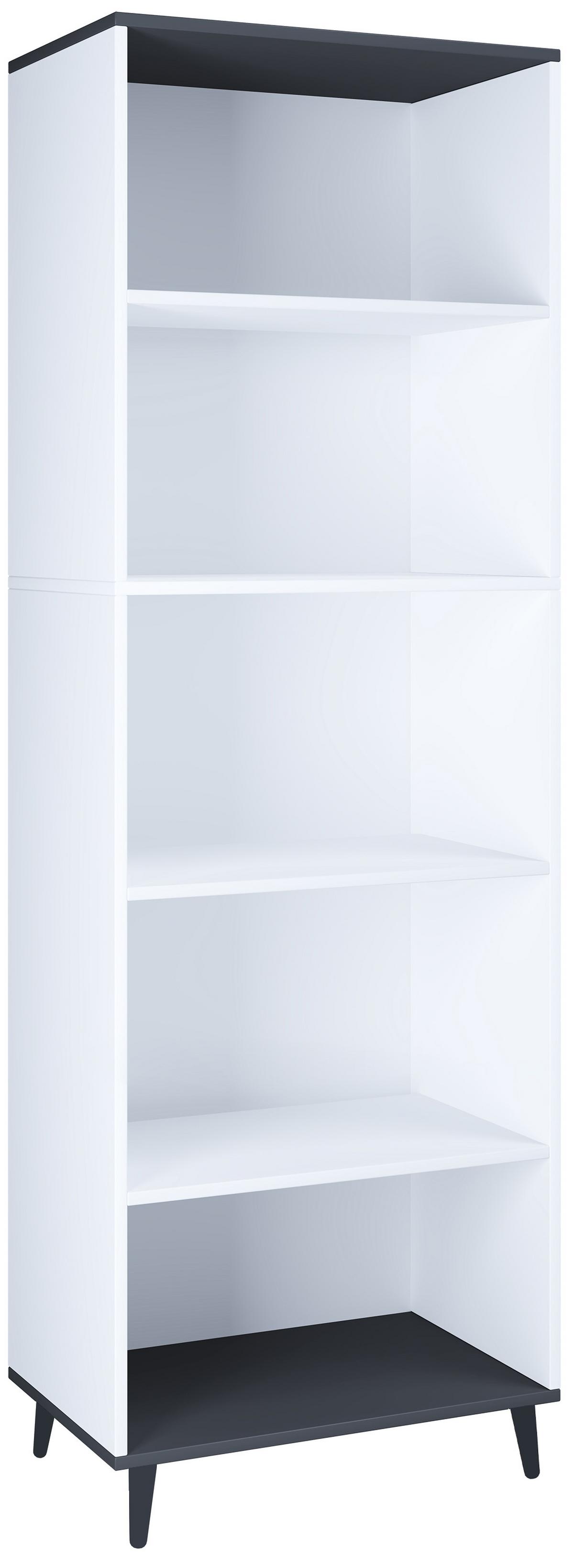 Regal Landos, Bela, Siva - bela/antracit, Moderno, leseni material (60/184/31cm) - MID.YOU