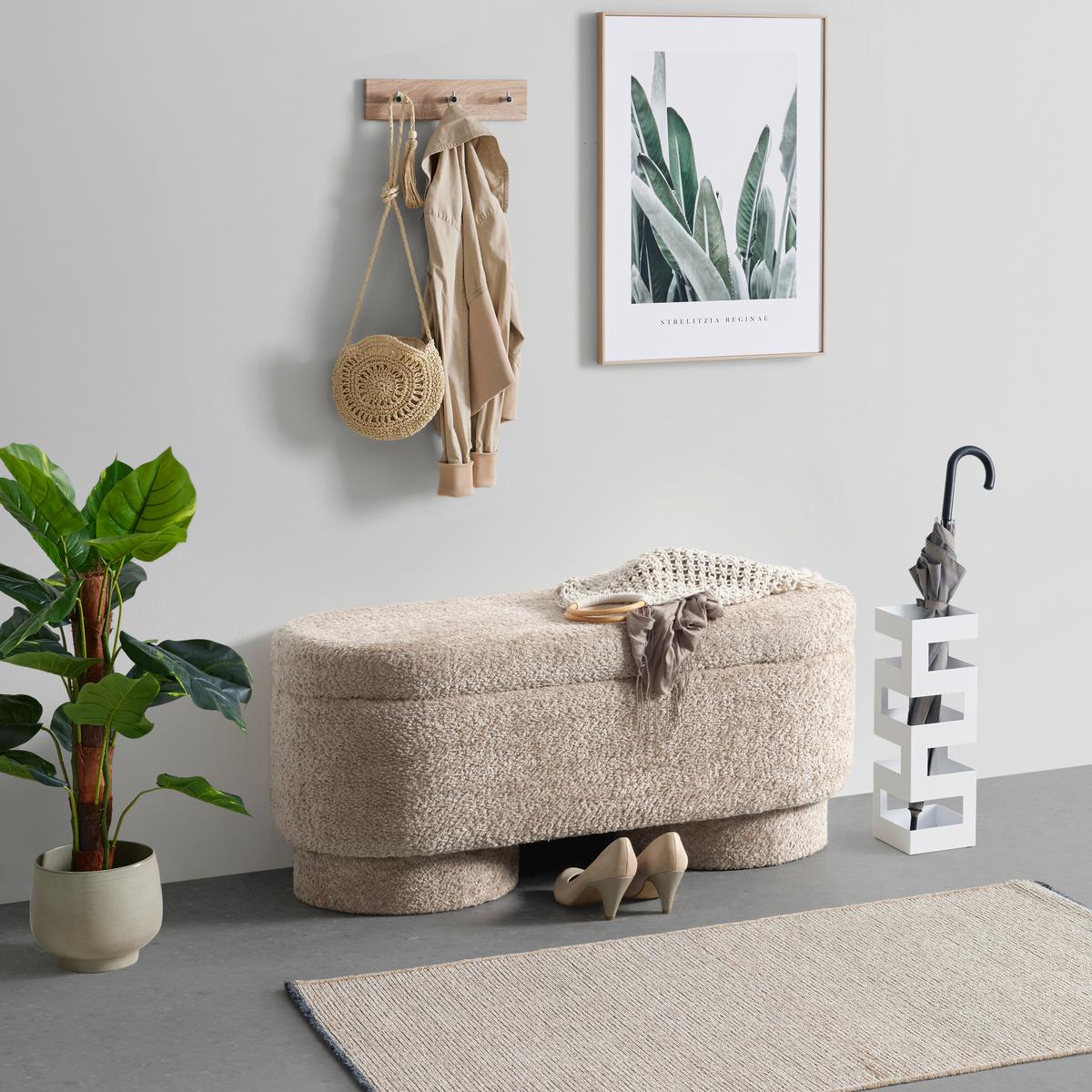 Sitzbank Marilyn Taupe mit Stauraum - Taupe, MODERN, Holzwerkstoff/Textil (100/43/42cm) - Premium Living