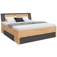 Pat cu spațiu de depozitare SATURN 180 - grafit/stejar Artisan, Konventionell, material pe bază de lemn (180/200cm)