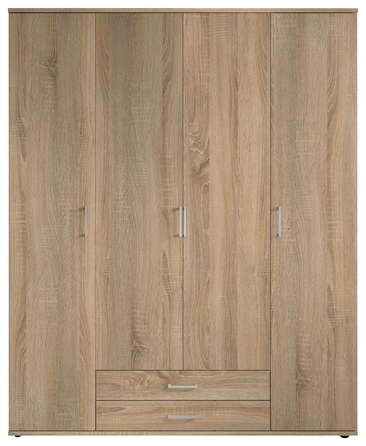 Drehtürenschrank Olli Sonoma Eiche - Alufarben/Sonoma Eiche, Basics, Glas/Holzwerkstoff (160/196/54cm) - Based