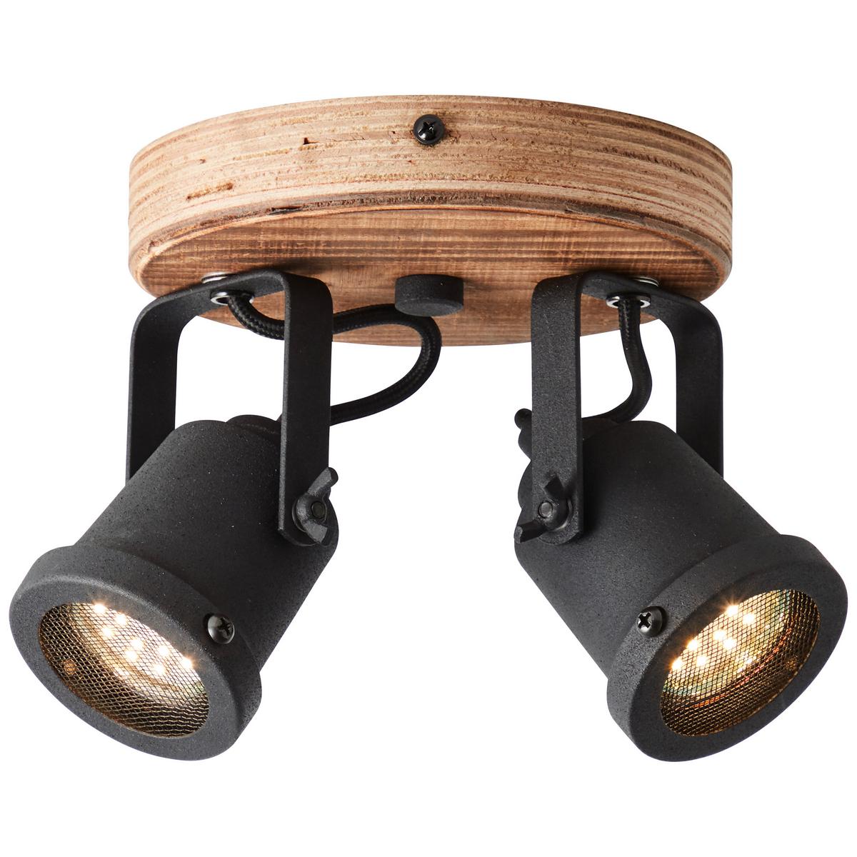 Deckenleuchte Inge Braun/Schwarz max. 6 Watt - Schwarz/Braun, Natur, Holz/Metall (13/21/16cm) - Brilliant