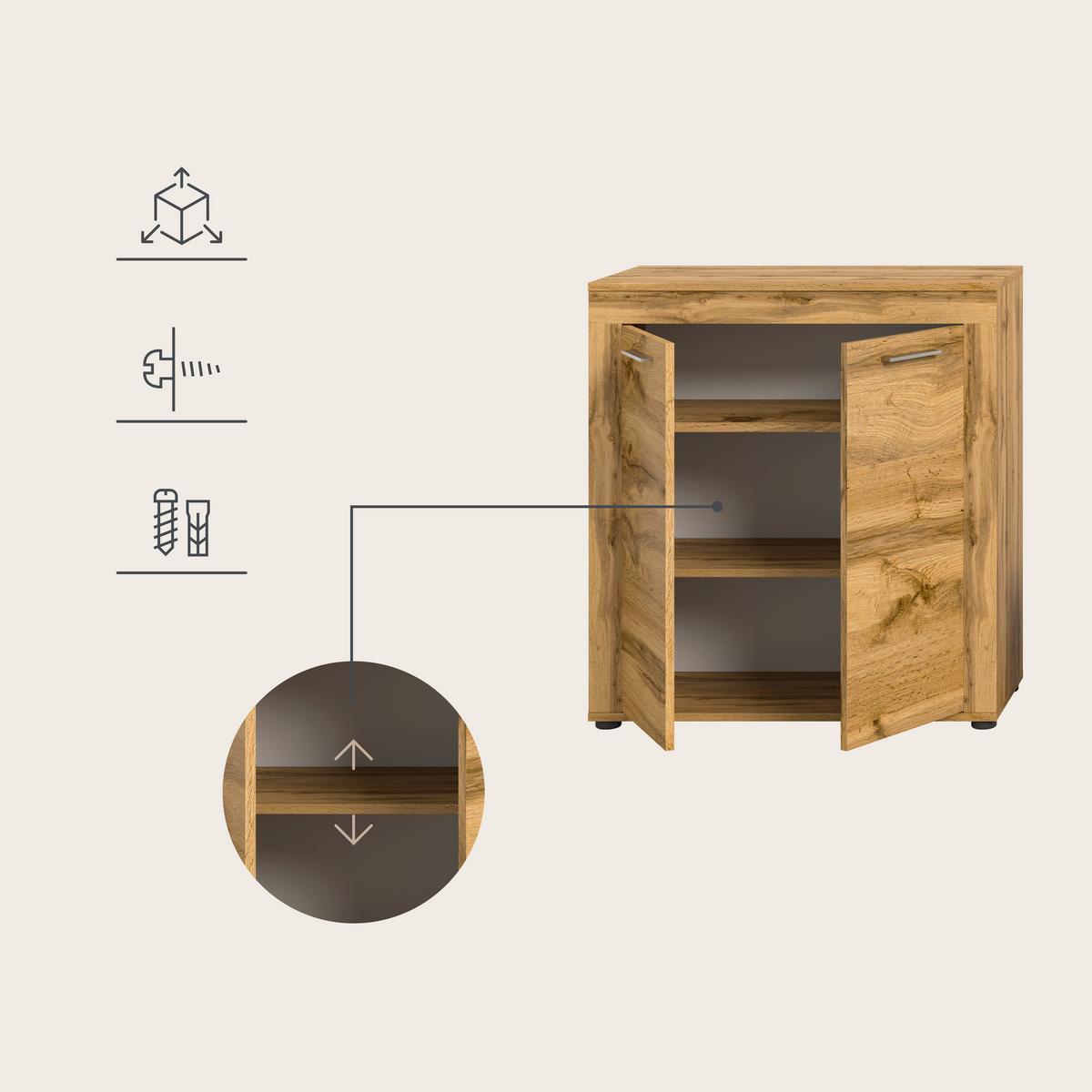 ANSAMBLU MOBILIER CAMERA DE Z JAM - stejar Wotan, Design, sticlă/material pe bază de lemn (330/169/35cm) - Modern Living