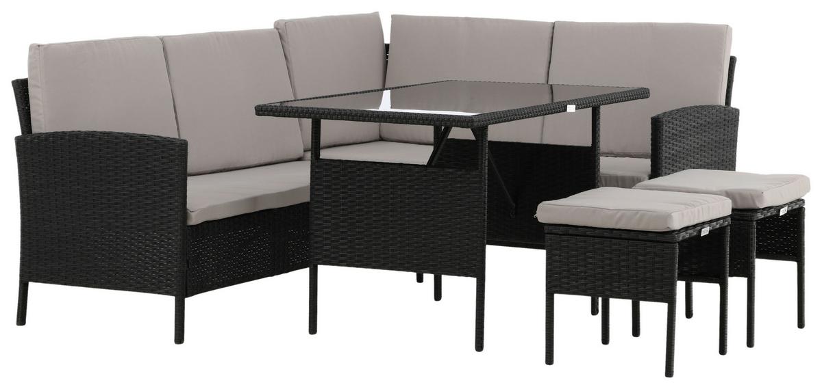 Dining-Loungeset Knock Grau/Schwarz - Schwarz/Grau, KONVENTIONELL, Kunststoff - Gardenson