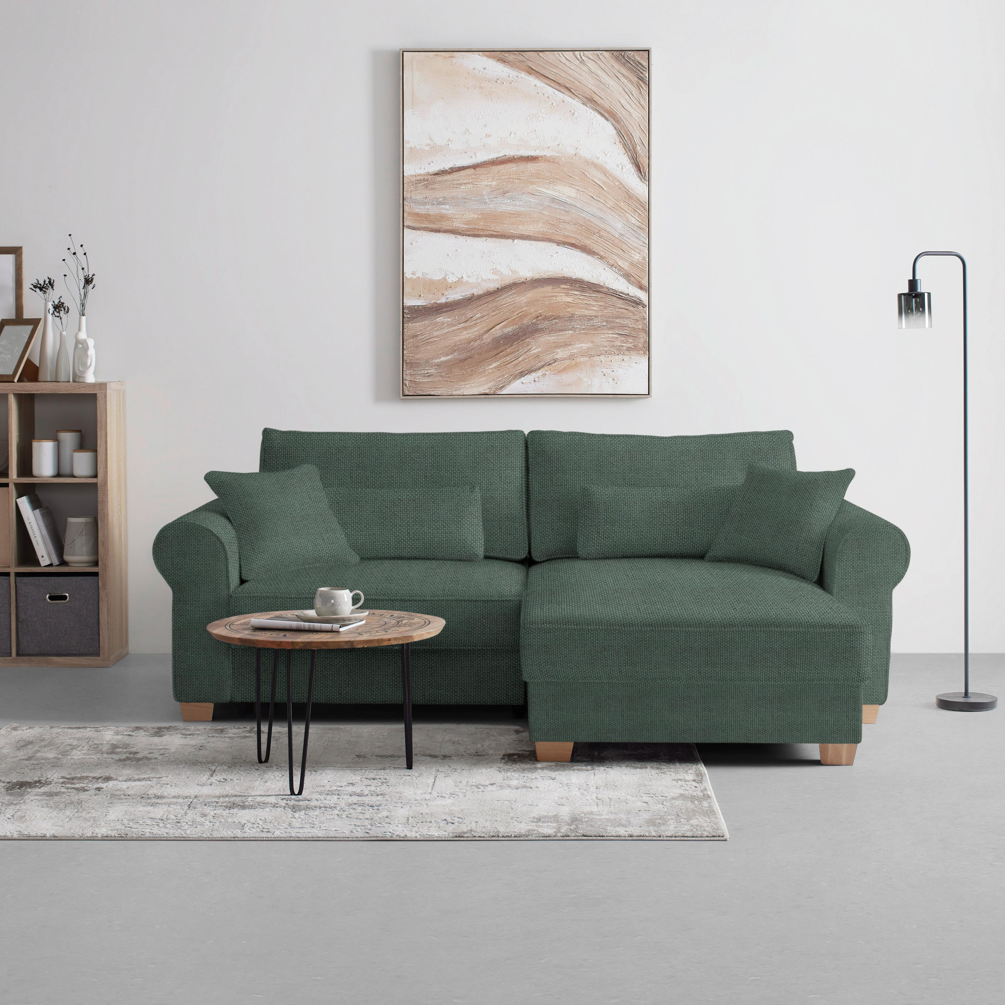 Wohnlandschaft Angelo Dunkelgrün - Dunkelgrün, MODERN, Holz/Holzwerkstoff (255/92/185cm) - Mömax