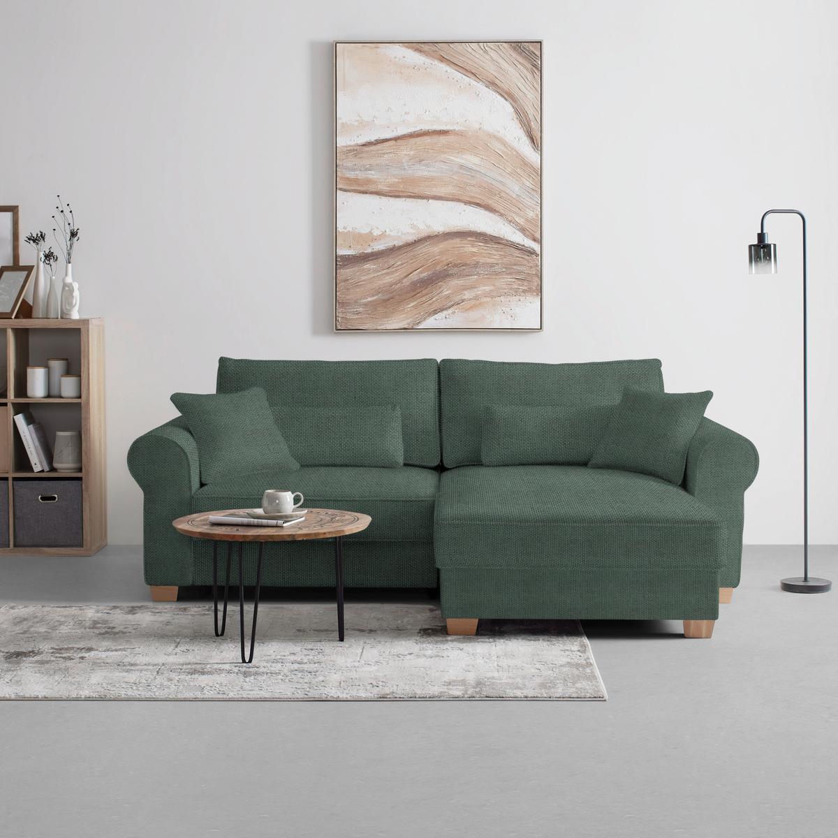Wohnlandschaft Angelo Dunkelgrün - Dunkelgrün, MODERN, Holz/Holzwerkstoff (255/92/185cm) - Mömax