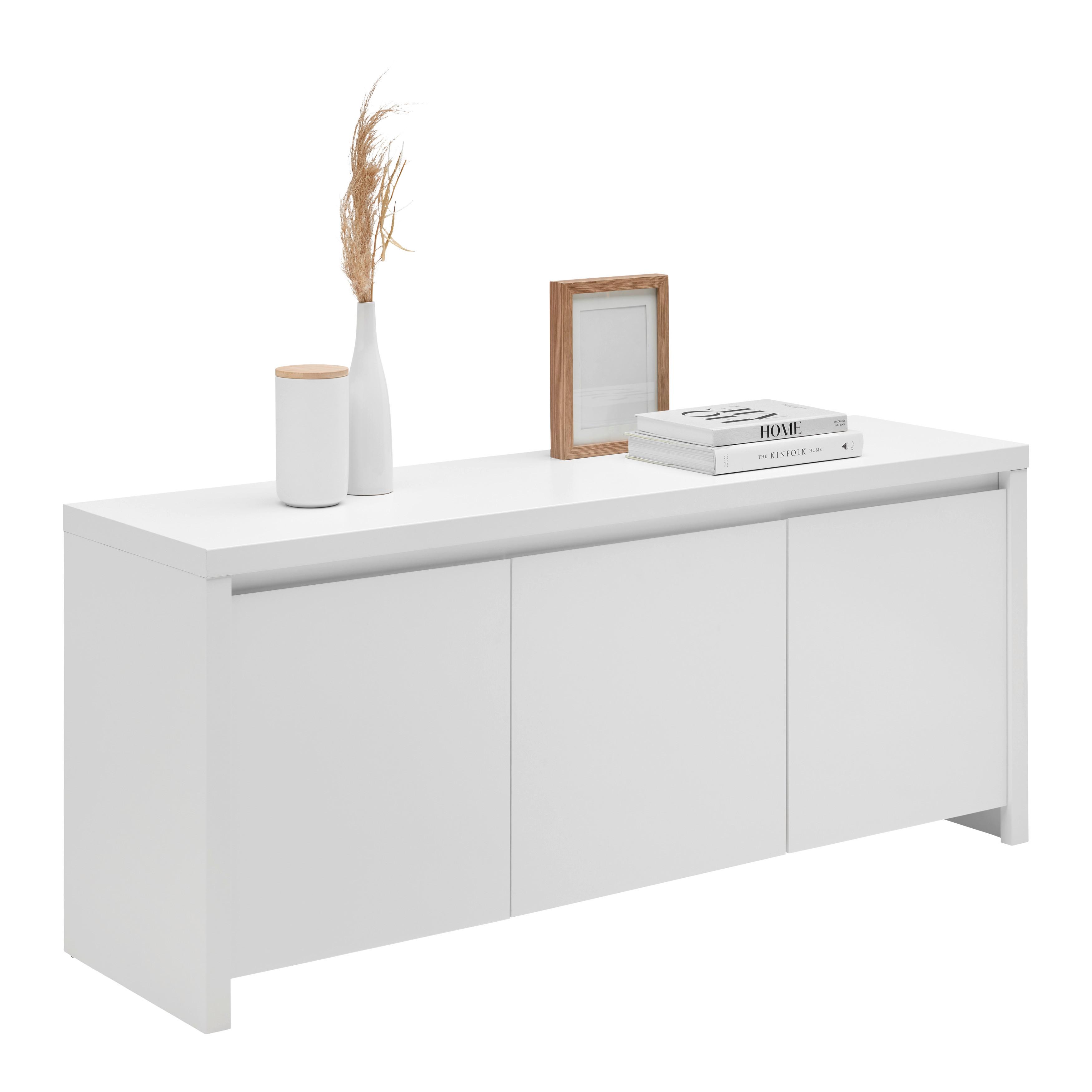 Lowboard Larios B in Weiß - Schwarz/Weiß, MODERN, Holzwerkstoff/Kunststoff (143/61/40cm) - Mömax