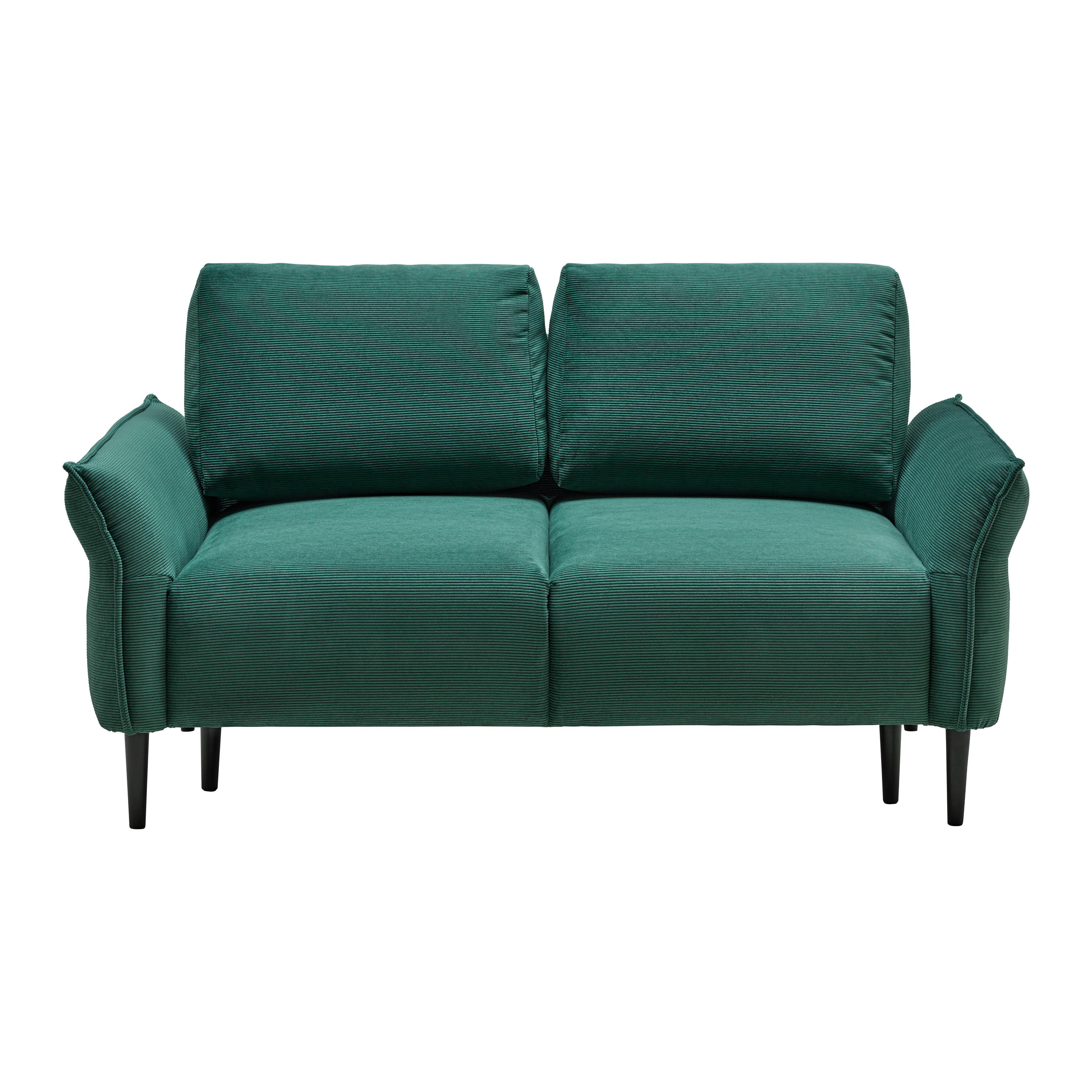 2-Sitzer-Sofa Custom Dunkelgrün - Dunkelgrün/Schwarz, MODERN, Holz/Textil (150/85/92cm) - Mömax