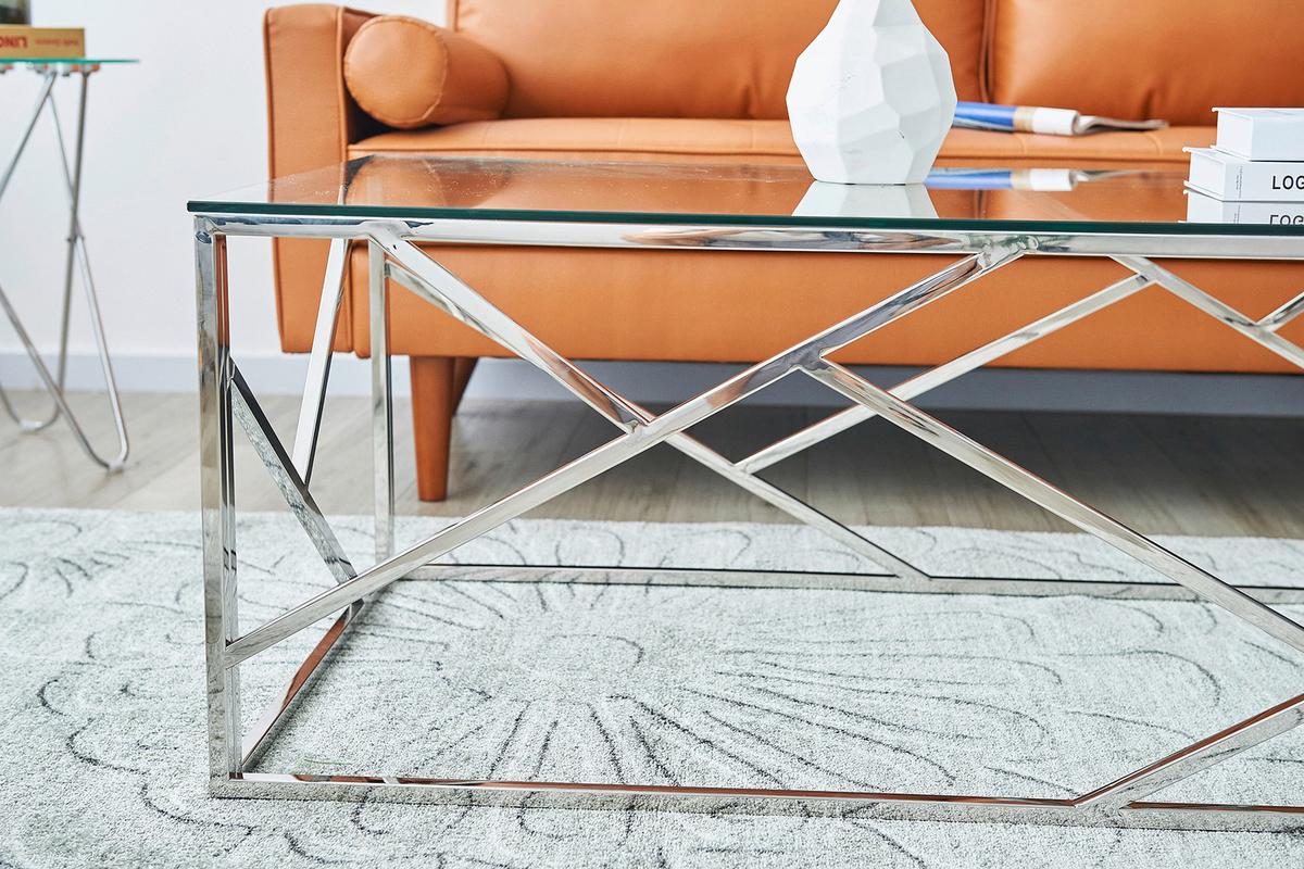 Klubska Miza Steel, Srebrna - srebrne barve/prozorno, Design, kovina/steklo (120/60/45cm) - Livetastic