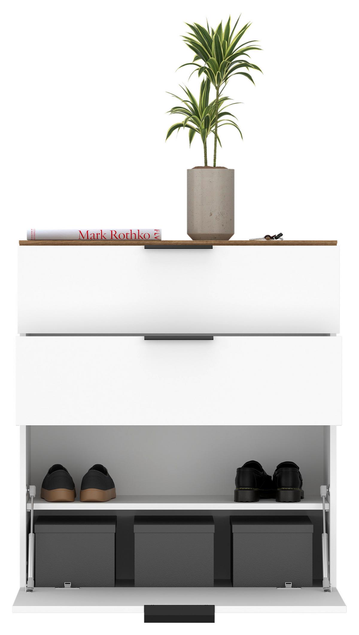 Ormarić Za Cipele Aladin - bijela/boje hrasta, Moderno, drvni materijal/metal (80/105/35cm) - Modern Living