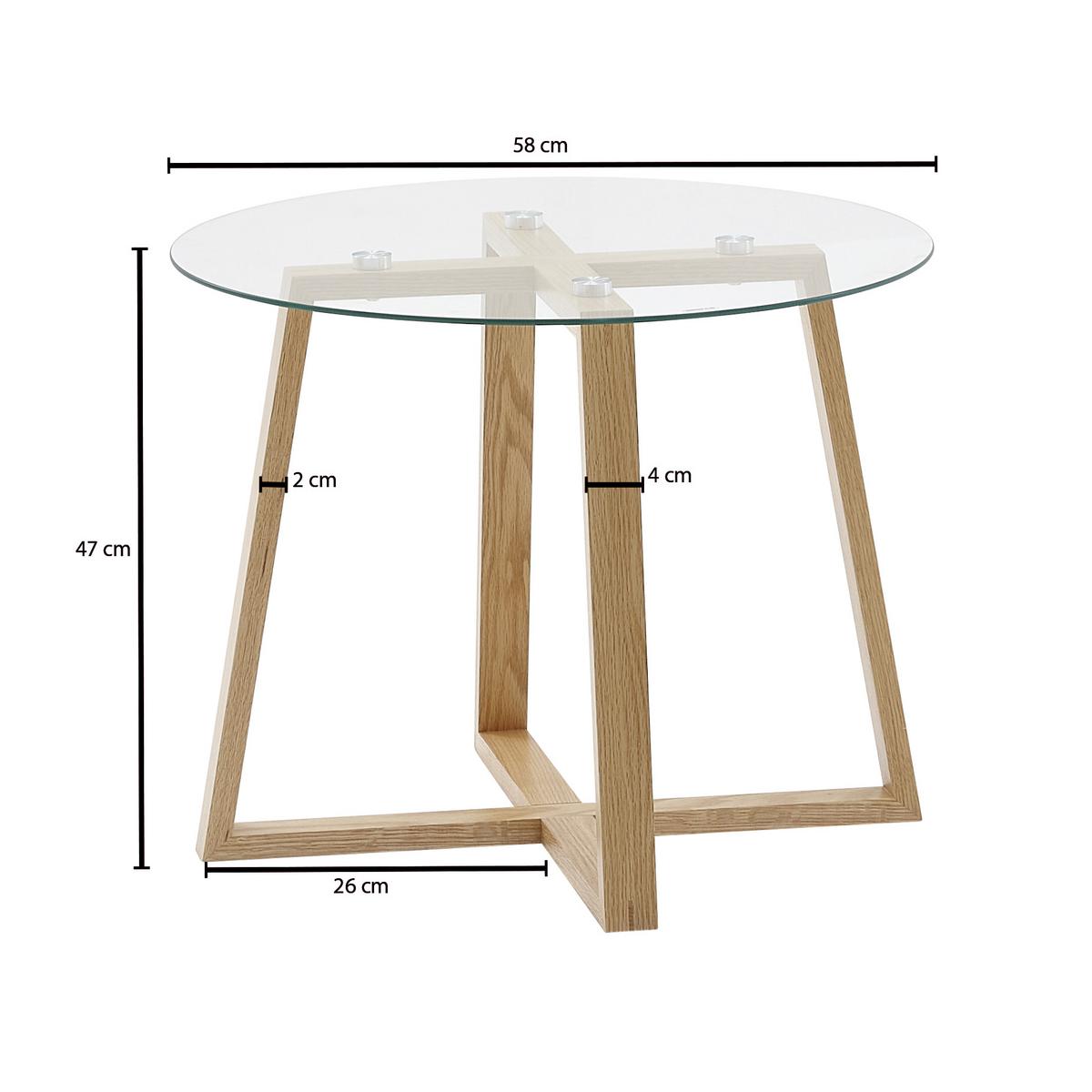 Klubska Miza Wl6.494 - barve hrasta/rjava, Moderno, steklo/les (58/58/47cm) - MID.YOU