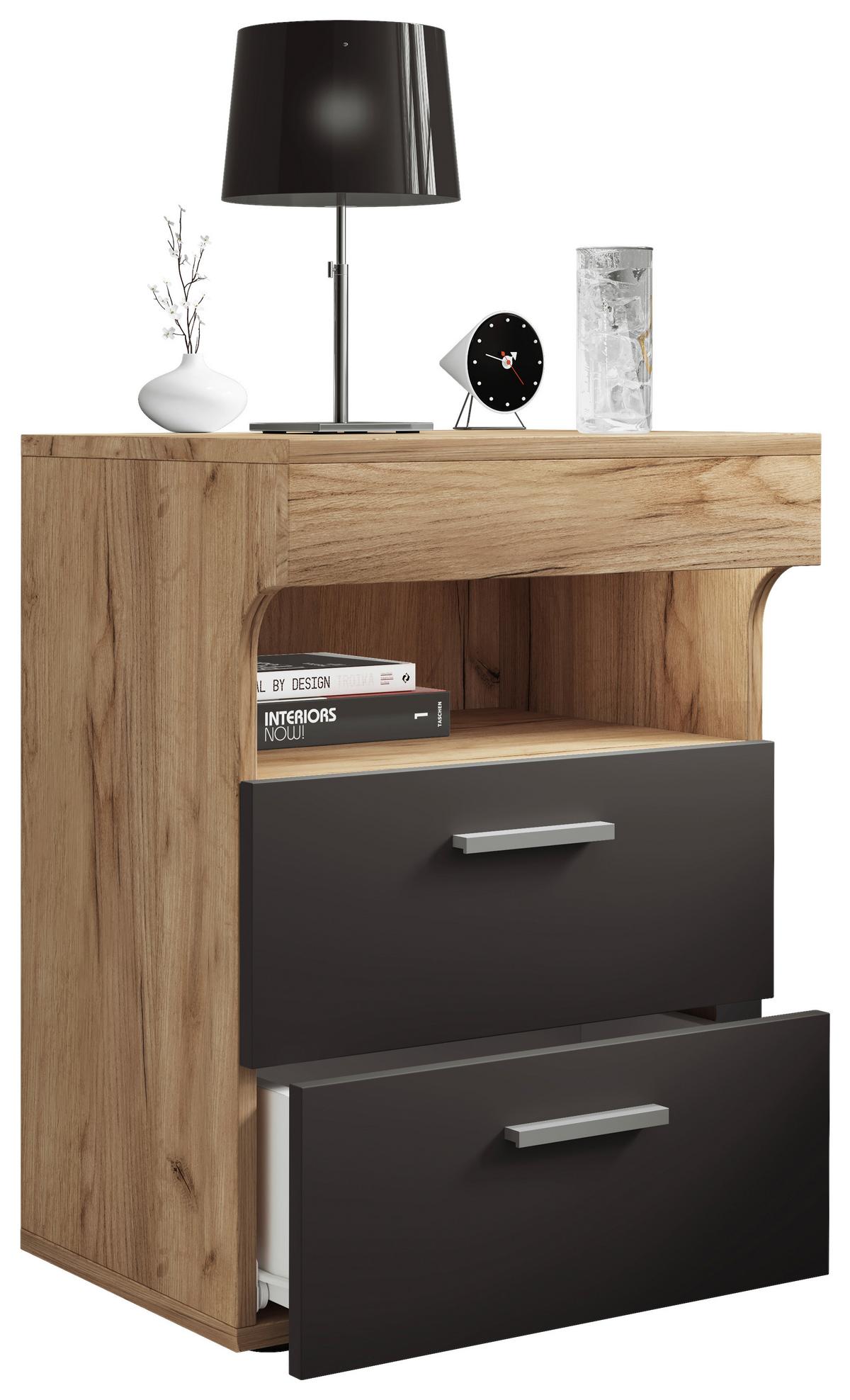 NACHTTISCH SLEPAL L - Honigeiche/Anthrazit, Modern, Holzwerkstoff/Kunststoff (45/61/39cm) - MID.YOU