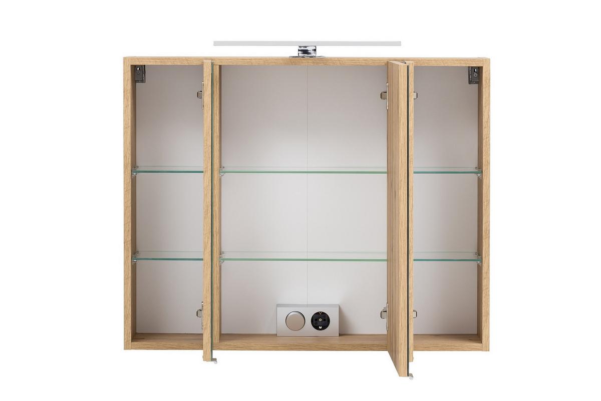 Spiegelschrank mit Türdämpfer + LED Helsinki B: 80 cm, Eiche online kaufen  ➤ mömax