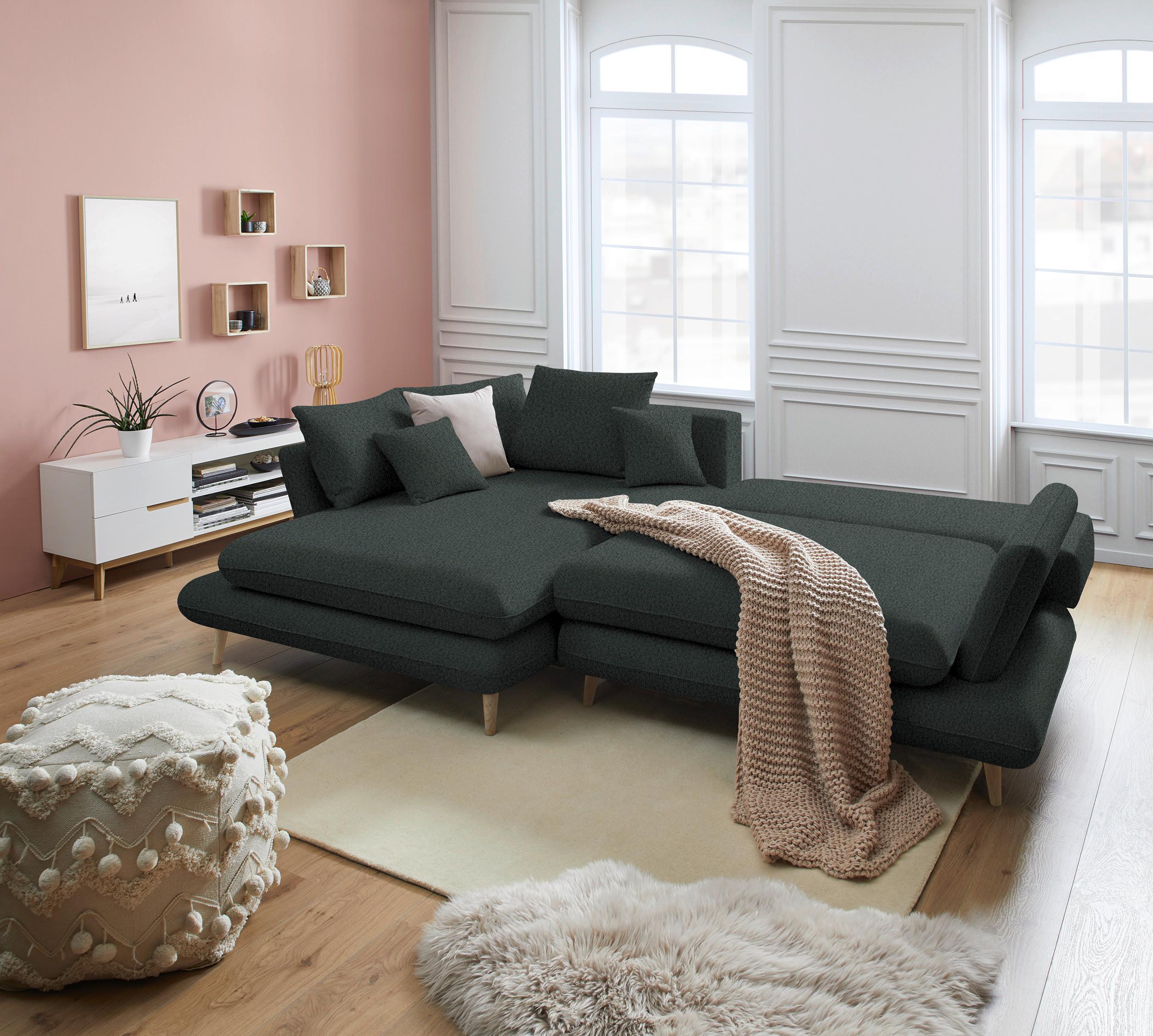 Kutna Garnitura Monte - boje grafita/prirodne boje, Romantično / ladanjski, tekstil/drvo (181/283cm) - Premium Living