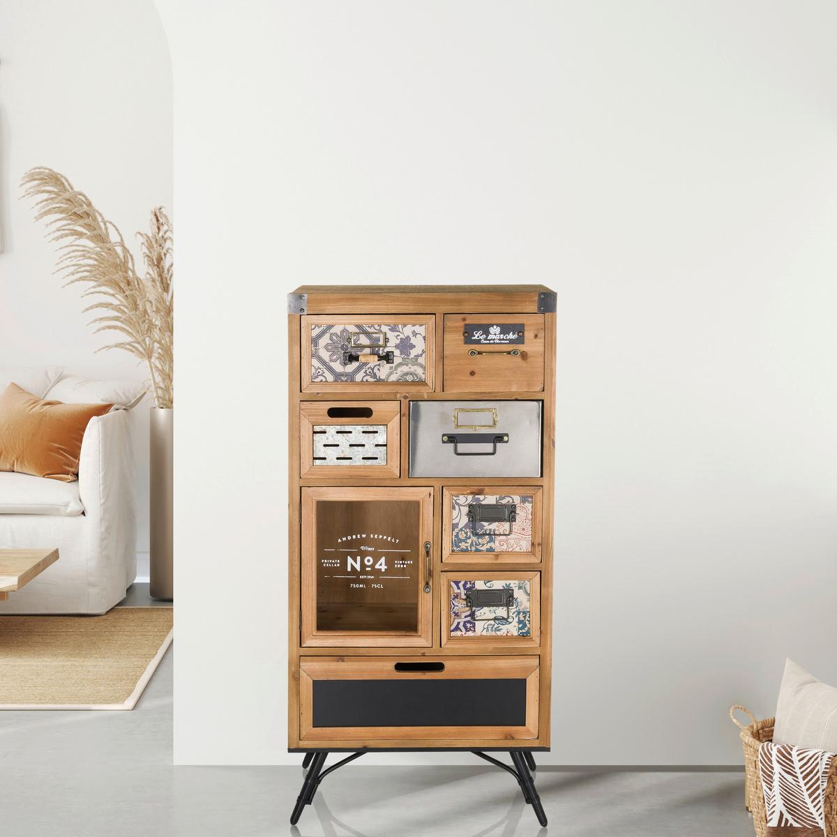 Sideboard Continento Braun/Grau - Multicolor/Schwarz, MODERN, Holz/Metall (53/104/32cm) - MID.YOU