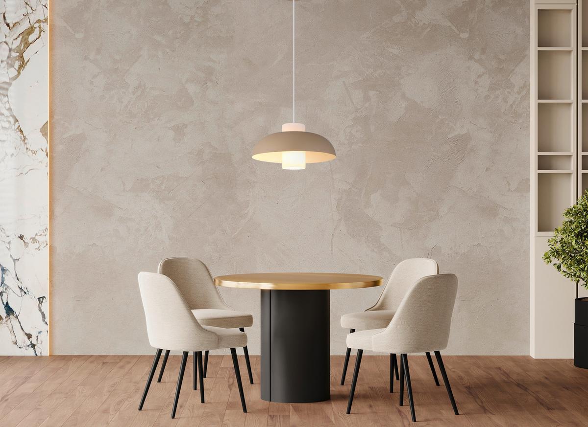 HÄNGELEUCHTE 15755SA - Sandfarben/Weiss, Trend, Glas/Textil (38/120cm) - Globo