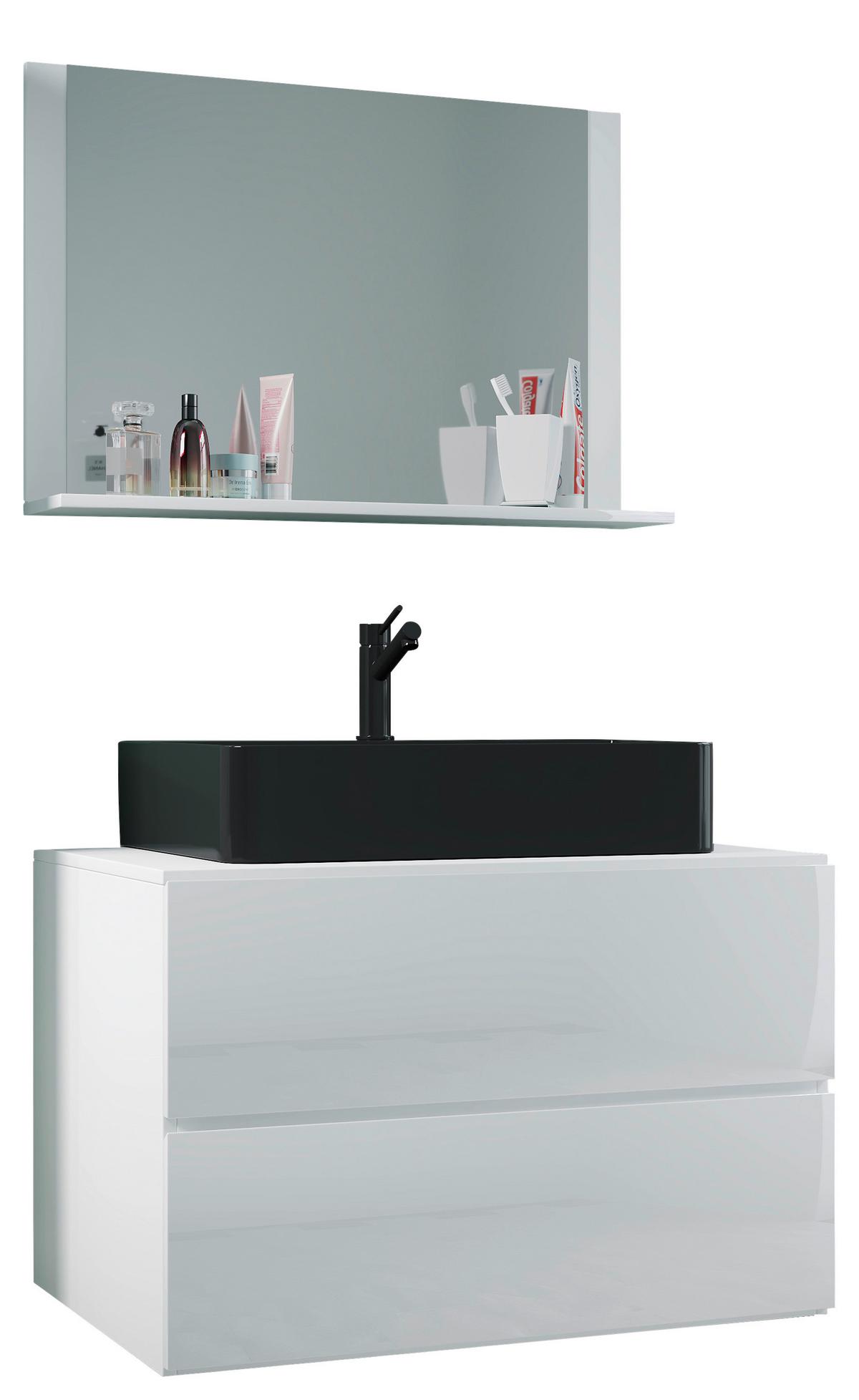 BADEZIMMER LENDAS BL M - Weiss/Schwarz, Modern, Glas/Keramik (81cm) - MID.YOU