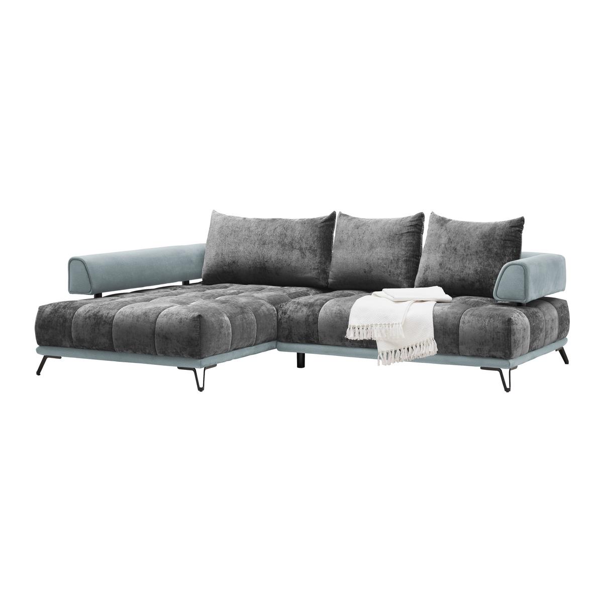 Ecksofa Morgan Silberfarben - Dunkelgrau/Silberfarben, MODERN, Textil/Metall (184/262cm) - Mömax