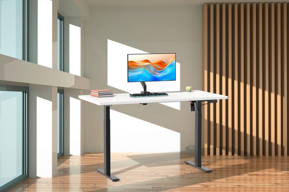 SCHREIBTISCH E-LONA - Weiss/Silberfarben, Design, Holzwerkstoff/Metall (140/71/80cm) - MID.YOU