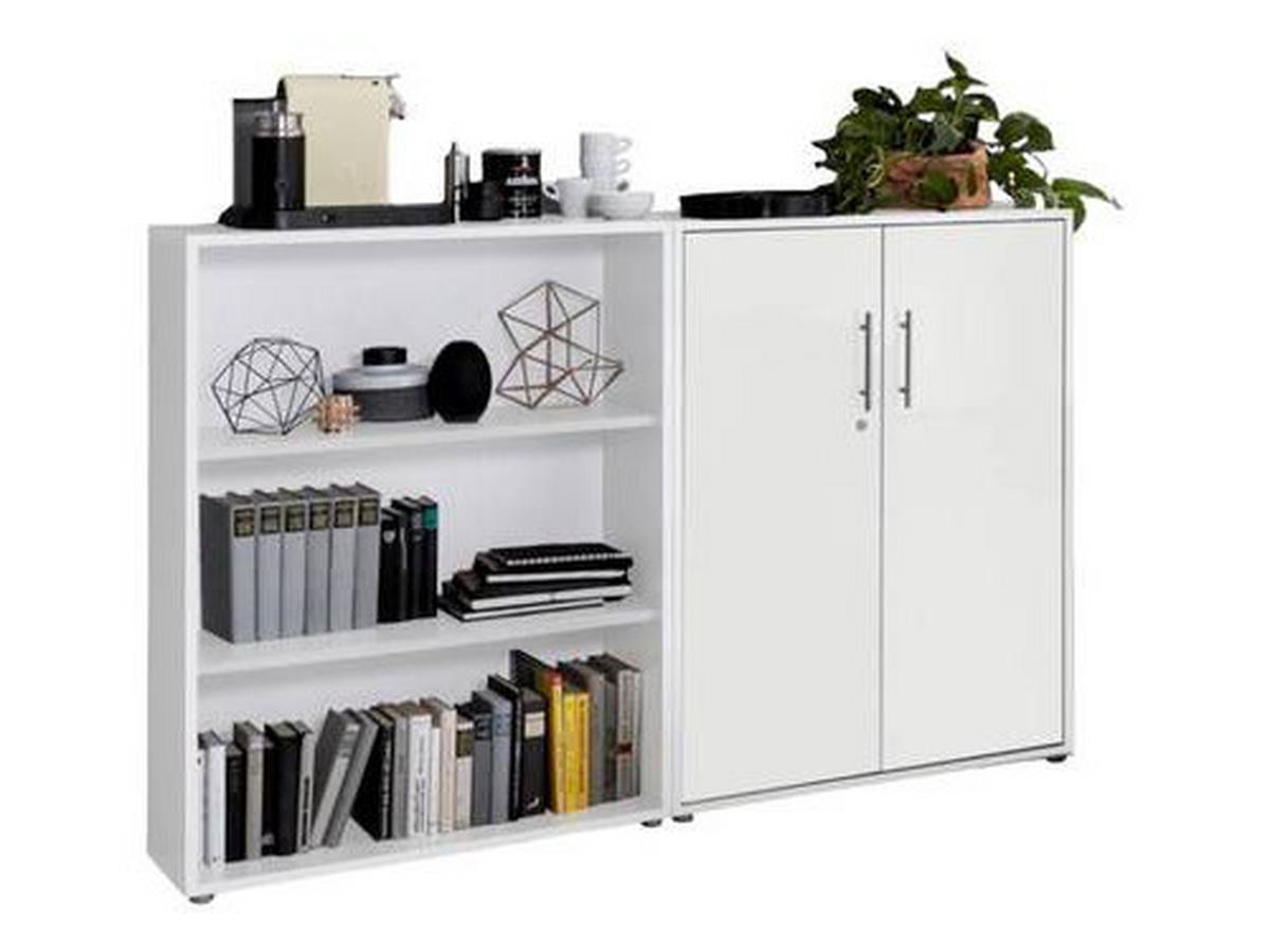 Aktenschrank Office Edition Sw Set 1 niedrig Weiß - Weiß, MODERN, Holzwerkstoff (168,8/113,6/33cm) - MID.YOU