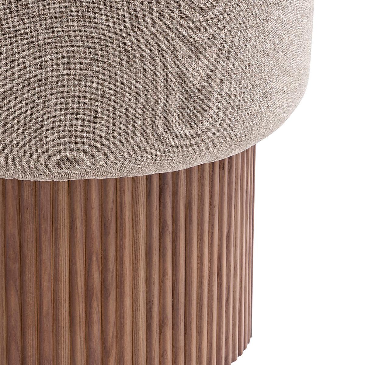 Tabure Japandi, Barva Oreha, Rjava, Pravi Les - barva oreha/rjava, Moderno, tekstil/leseni material (50/43/50cm) - Livetastic