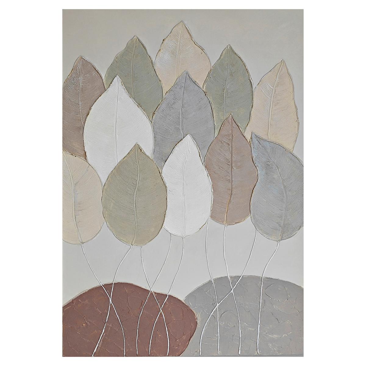 Leinwandbild Pastel Leaves Multicolor ca. 80x120cm - Multicolor, Modern, Holz/Textil (80/120/3cm) - Mömax
