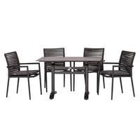Vrtna Garnitura New Jersey, 5-Delni Set - temno siva/siva, Basics, kovina/umetna masa (120cm) - Gardenson