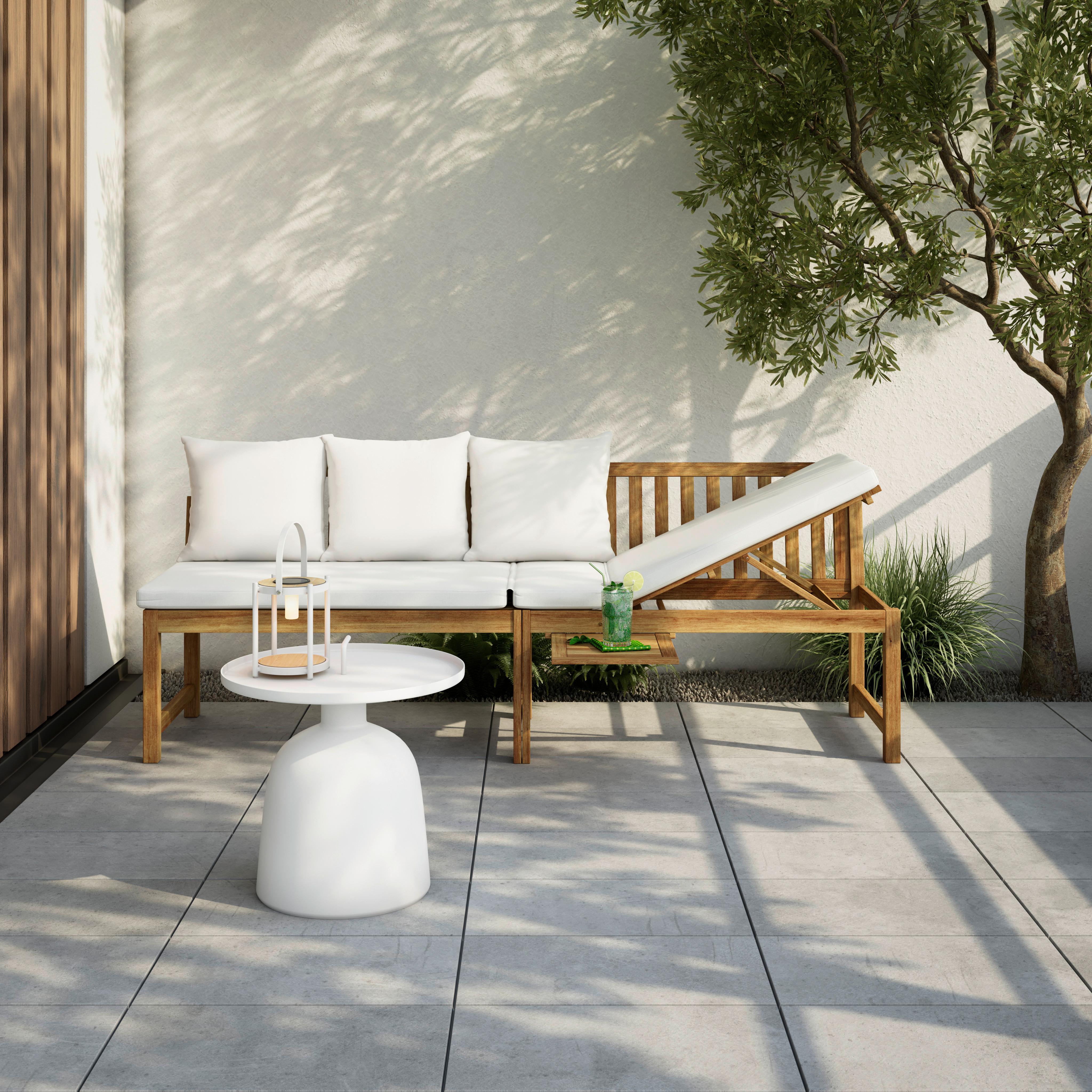 Bancă Junoa - alb/culoare lemn acacia, Modern, lemn/textil (200/75/60cm) - Bessagi Garden