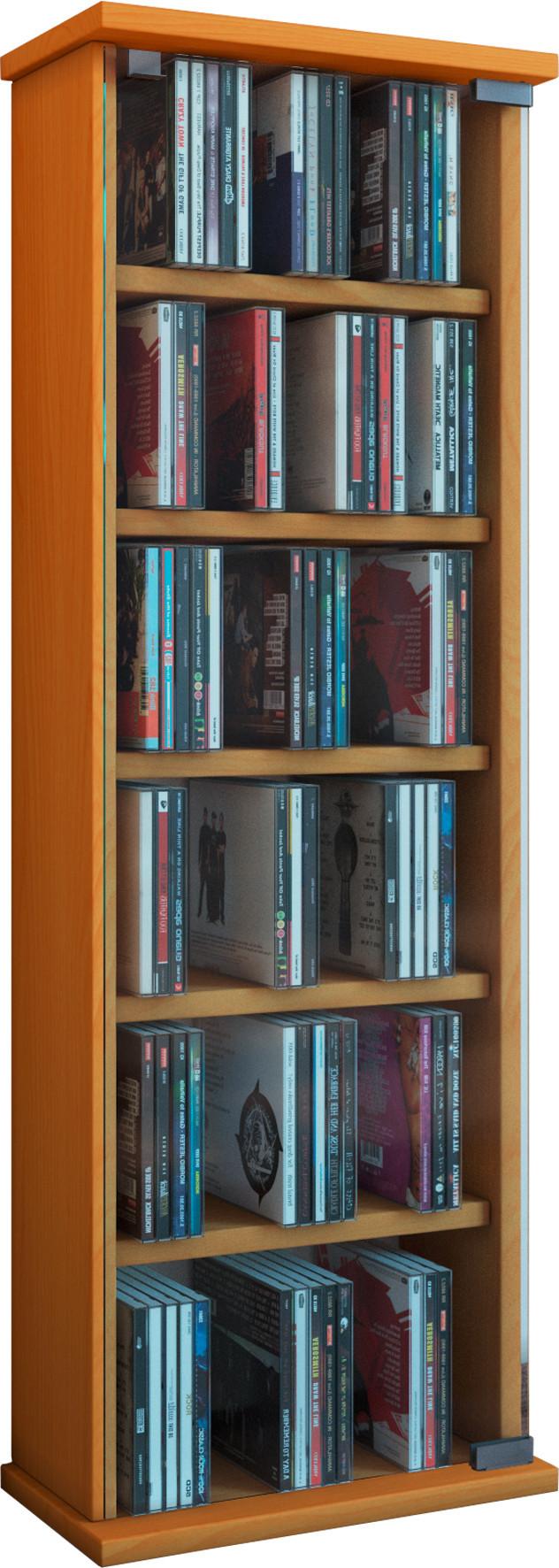 CD-Regal Vetro in Buchefarbe, B: 31 cm - Buchefarben, KONVENTIONELL, Glas/Holzwerkstoff (31/91,5/18cm) - MID.YOU