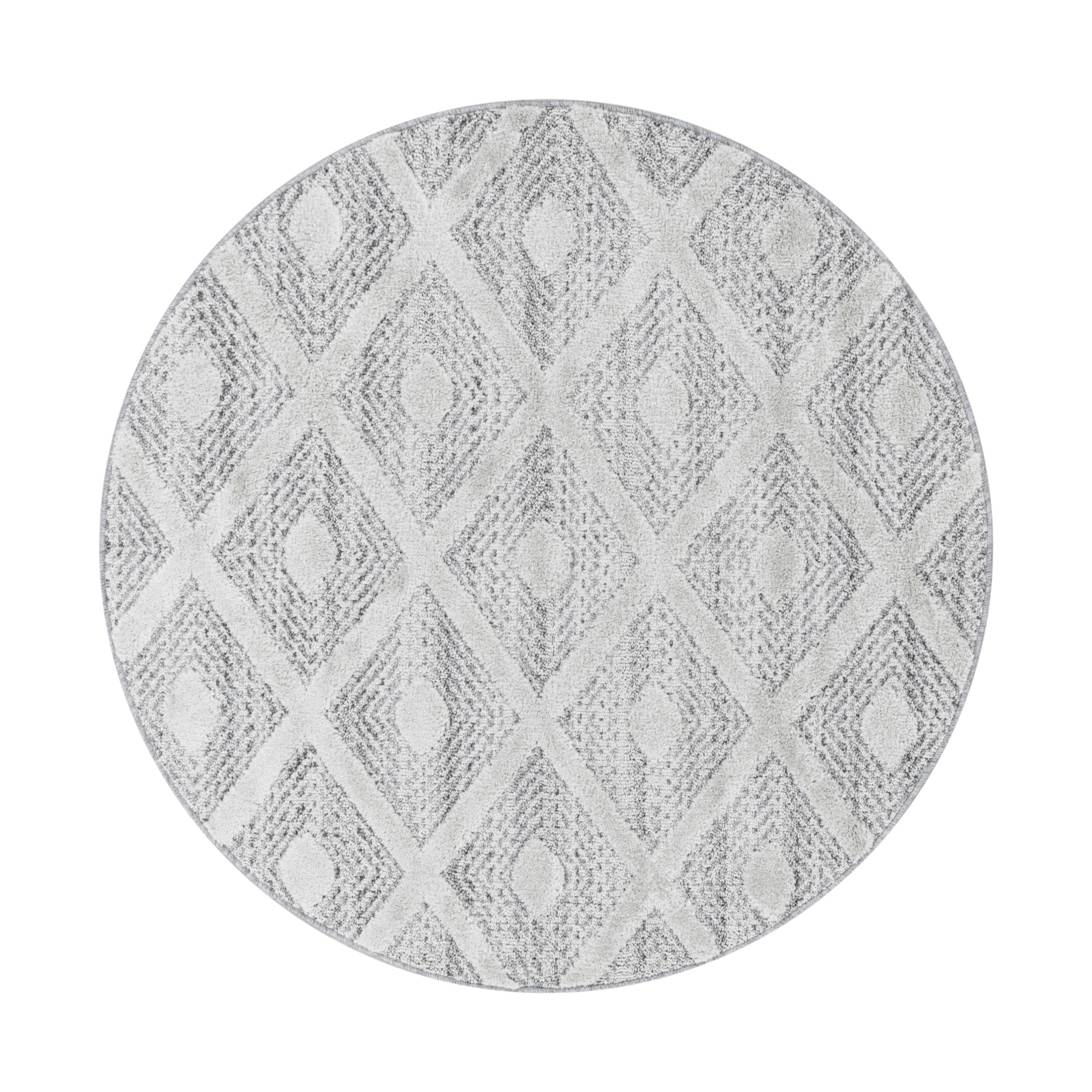 Webteppich Pisa Grau Ø ca. 80cm - Grau, KONVENTIONELL, Textil (80cm)