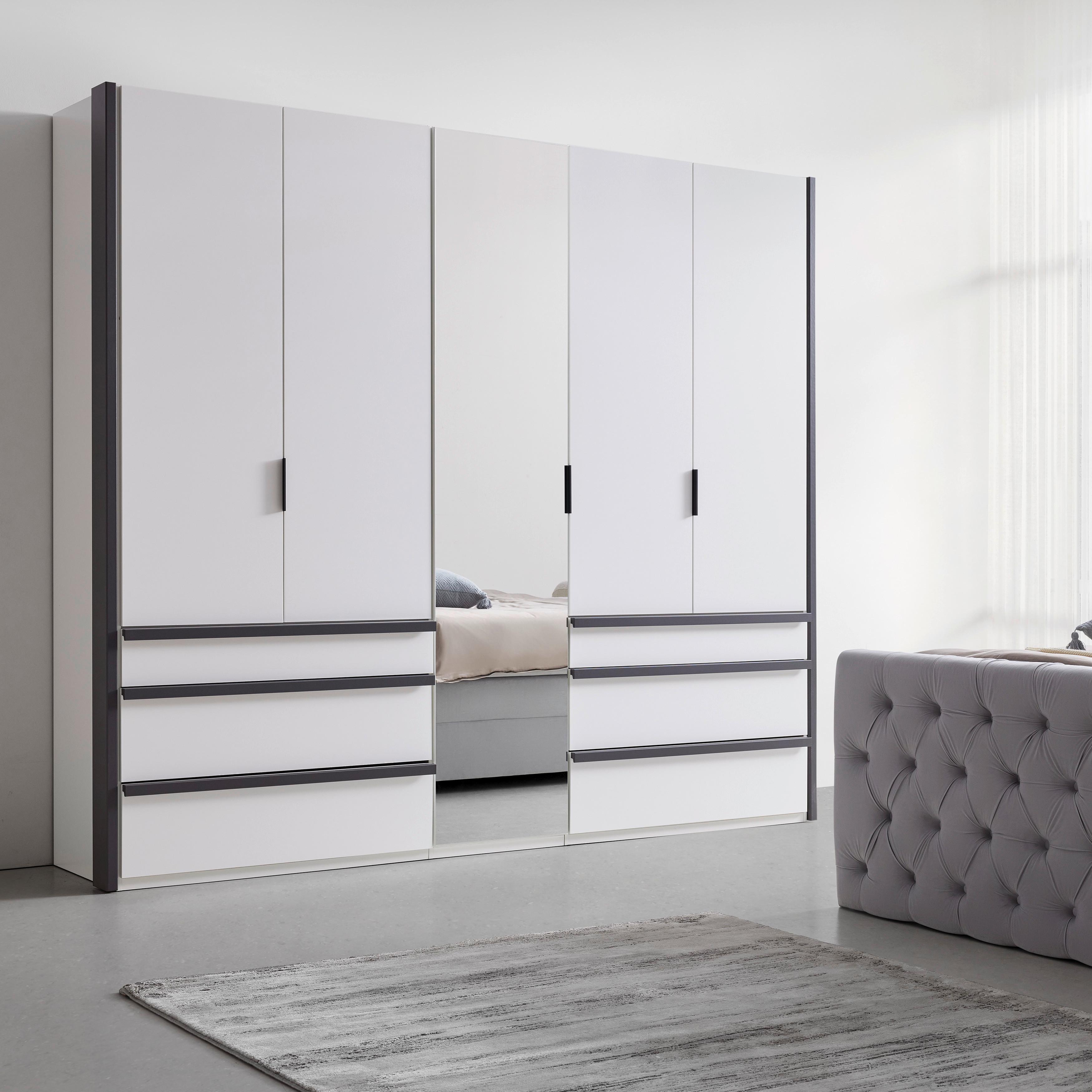 Kleiderschrank Oxford Graphitfarben/Weiß - Graphitfarben/Weiß, KONVENTIONELL, Holzwerkstoff (250/216/58cm) - Premium Living