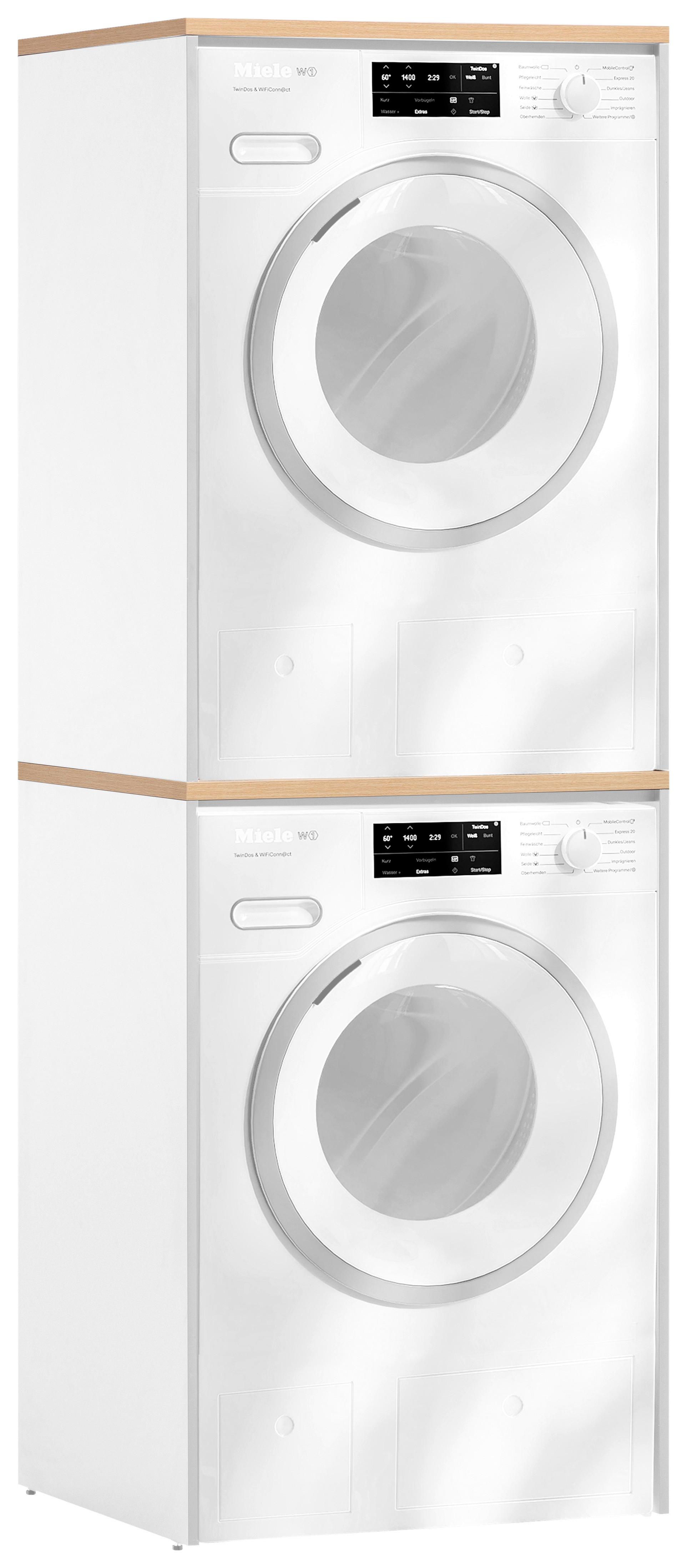 Waschmaschinenschrank-Set Solea Weiß - Eichefarben/Weiß, MODERN, Holzwerkstoff (67,1/96/60cm) - MID.YOU