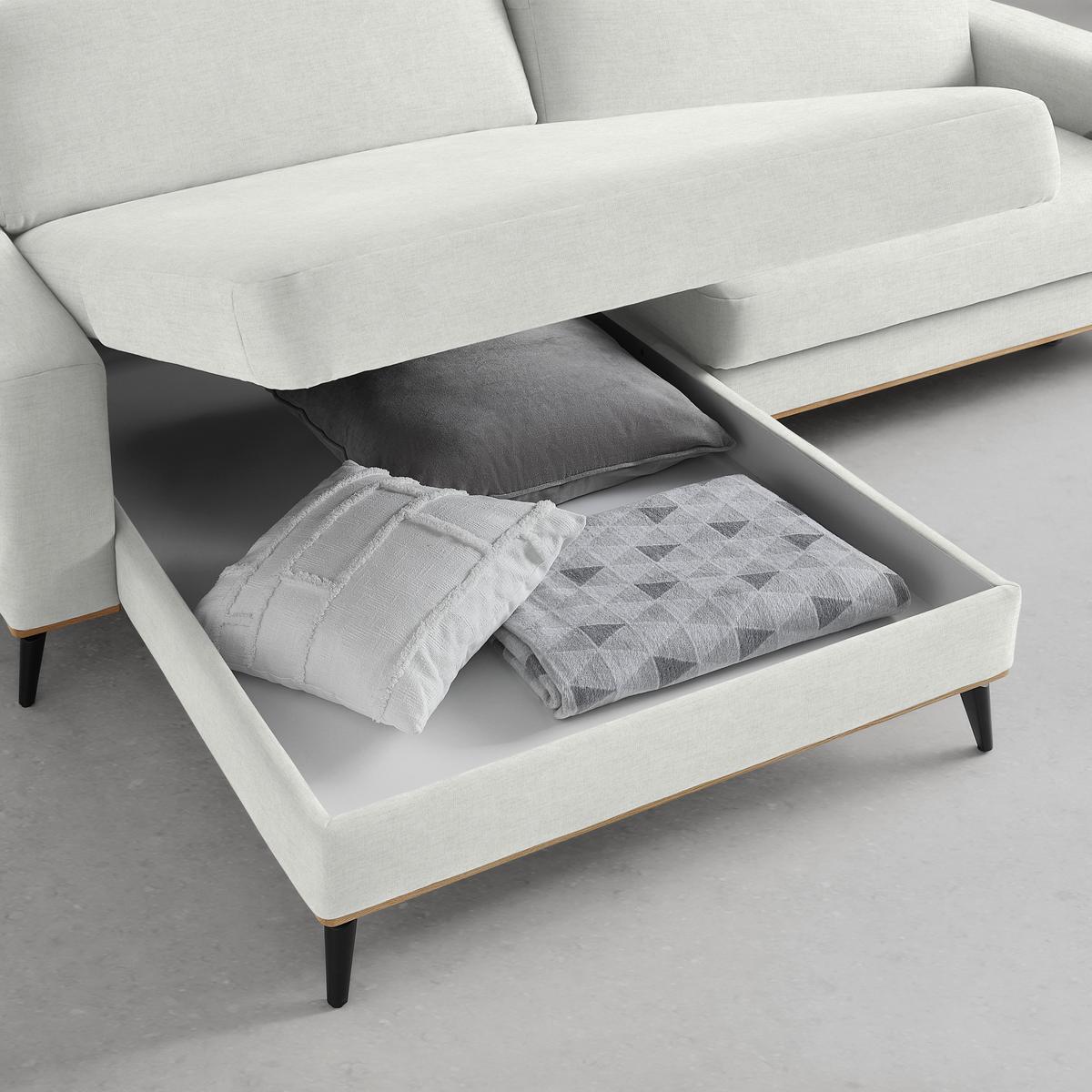 Wohnlandschaft Romeo Creme - Creme/Schwarz, KONVENTIONELL, Textil/Metall (167/87/234cm) - Zandiara