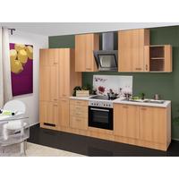 Küchenblock Nano mit Geräten ca. 310 cm Buchefarben - Edelstahlfarben/Beige, MODERN, Holzwerkstoff/Kunststoff (310cm) - FlexWell