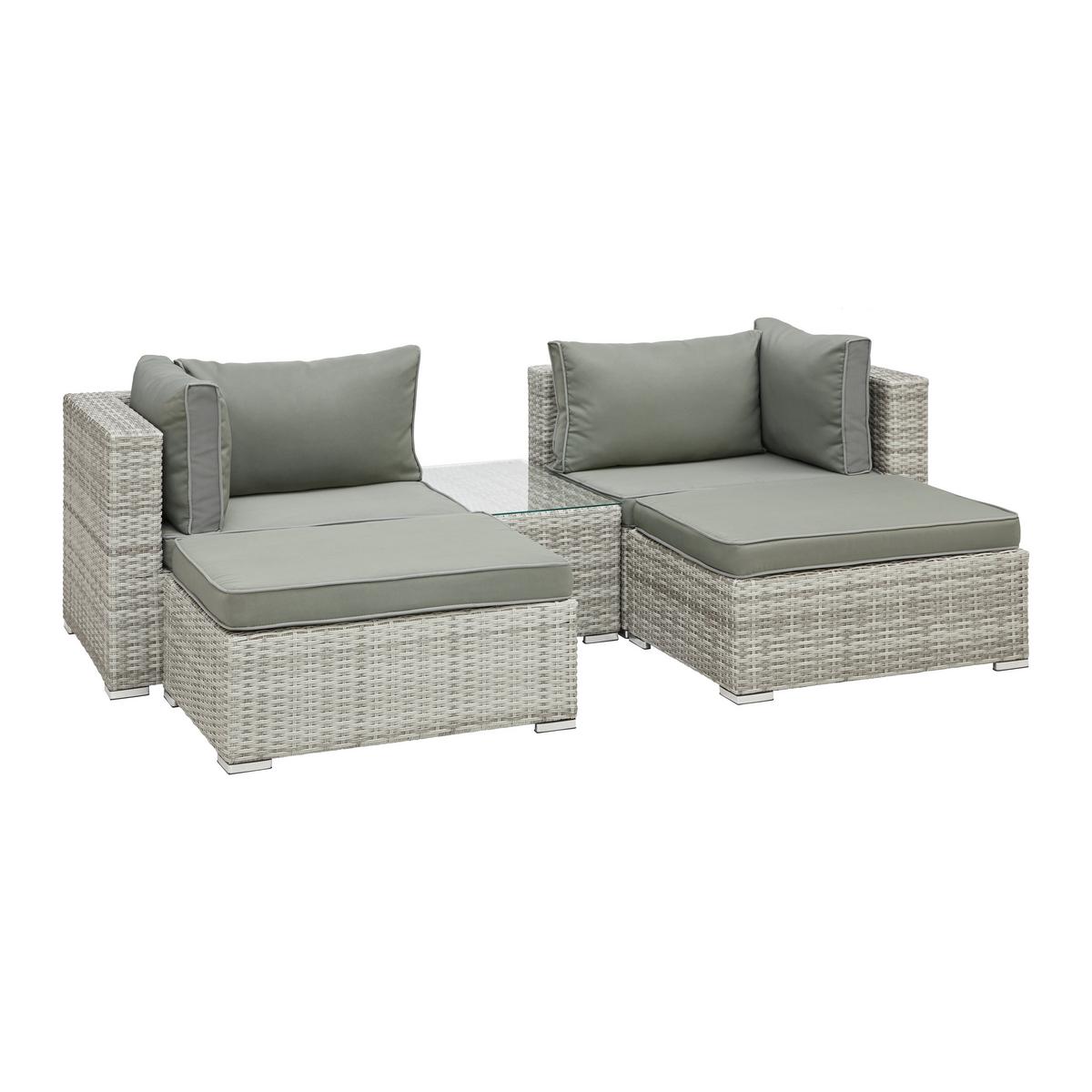 Loungegarnitur Parga in Grau - Grau, Modern, Glas/Kunststoff - Mömax