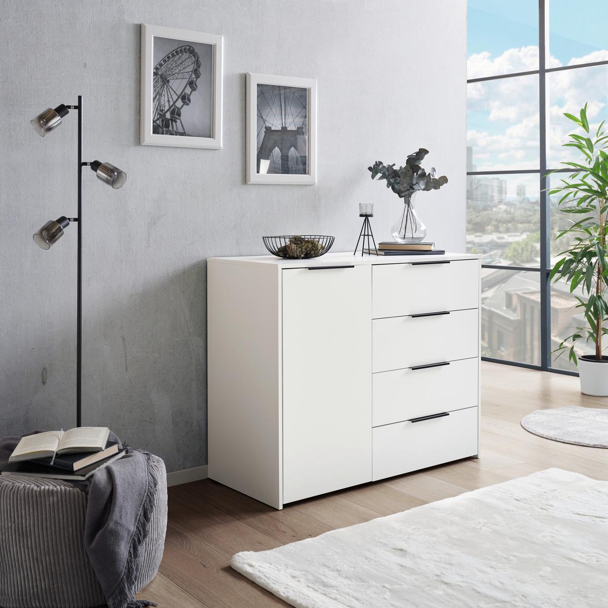Comodă ALAN 3 - alb, Modern, material pe bază de lemn (114,5/93,4/50cm) - Modern Living