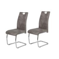Schwingstuhl-Set Flora II S 2er-Set ca. 43x98 cm Grau - Chromfarben/Grau, MODERN, Textil/Metall (43/98/59cm) - MID.YOU