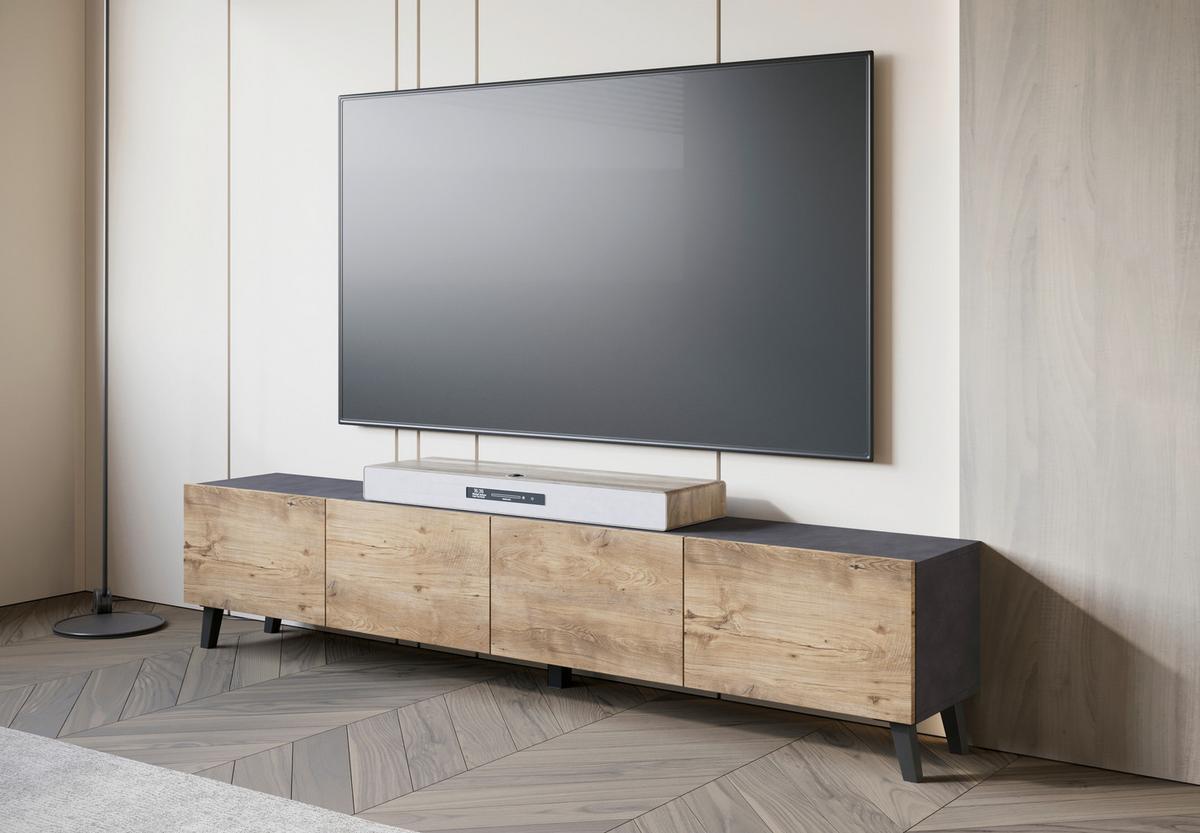 Lowboard Phuket Anthrazt/Kastanieneiche - Kastanieneichefarben/Anthrazit, Design, Holz/Holzwerkstoff (190/40/32cm) - Livetastic