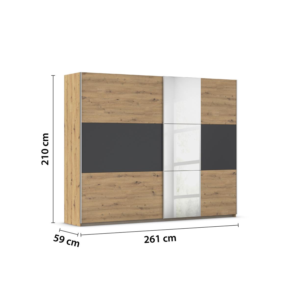 DULAP CU UșI CULISANTE FOSTER - străveziu/stejar Artisan, Konventionell, material pe bază de lemn (261/210/59cm)