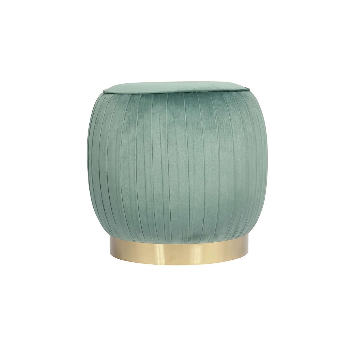 HOCKER LILJE 100 - Goldfarben/Mintgrün, Design, Textil/Metall (43/42cm) - Kayoom