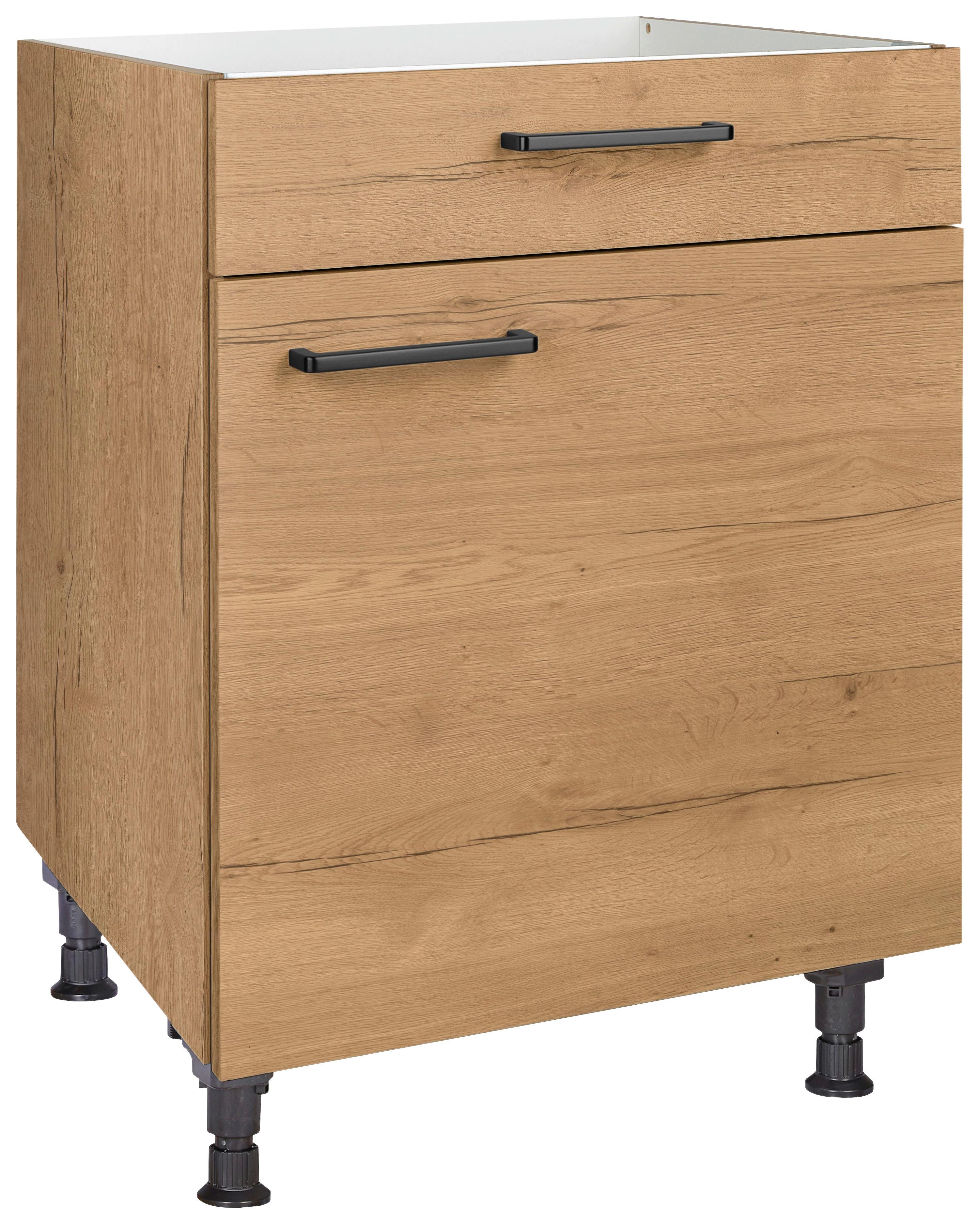 Kochfeldumbauschrank Structura Eiche - Eichefarben/Schwarz, MODERN, Holzwerkstoff/Metall (60/87/56cm) - Nobilia