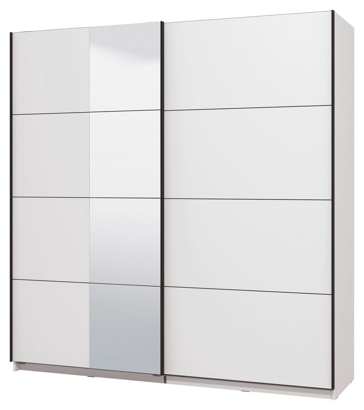 Schwebetürenschrank Gard 200 in Weiß - Schwarz/Weiß, KONVENTIONELL, Holzwerkstoff/Metall (195/217/61cm) - Mömax
