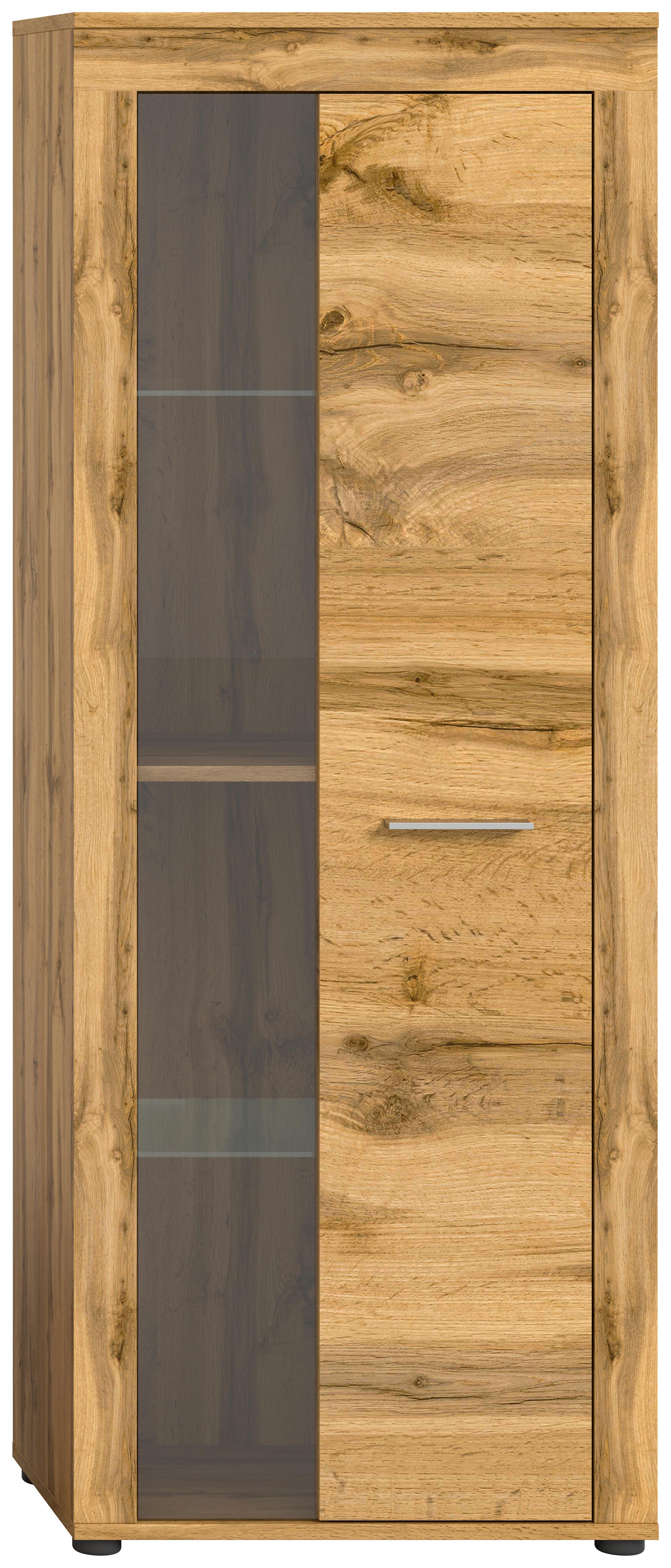 Vitrină JAM - stejar Wotan, Design, sticlă/material pe bază de lemn (60/159/35cm) - Modern Living