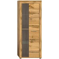 Vitrine Jam ca. 60x159x35 cm Eiche Wotan - Eiche Wotan/Silberfarben, Design, Glas/Holzwerkstoff (60/159/35cm) - MID.YOU