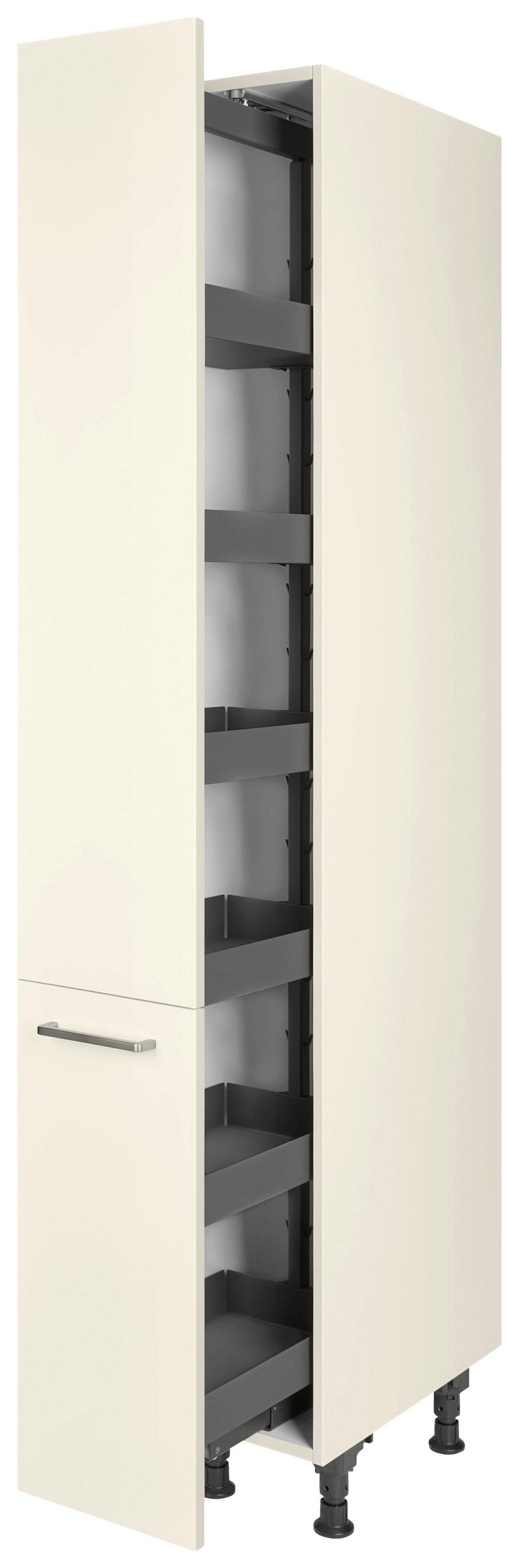 Apothekerschrank Touch Magnolie - Edelstahlfarben/Magnolie, MODERN, Holzwerkstoff/Metall (30/216,6/58cm) - Nobilia