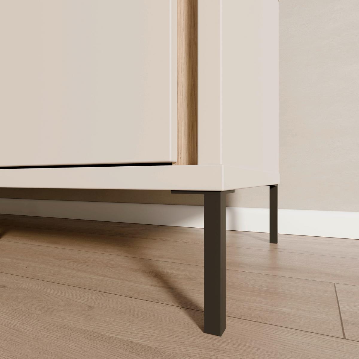 Comodă înaltă SERAVEL - culoare lemn stejar/nisipiu, Natur, metal/material pe bază de lemn (59,4/199,2/41,5cm) - Modern Living