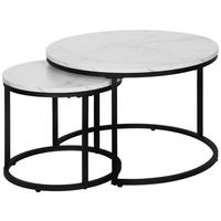 Set masuțe cafea 2/1 CASPER - alb/negru, Modern, metal/material pe bază de lemn (60-40/40-35/60-40cm) - Modern Living